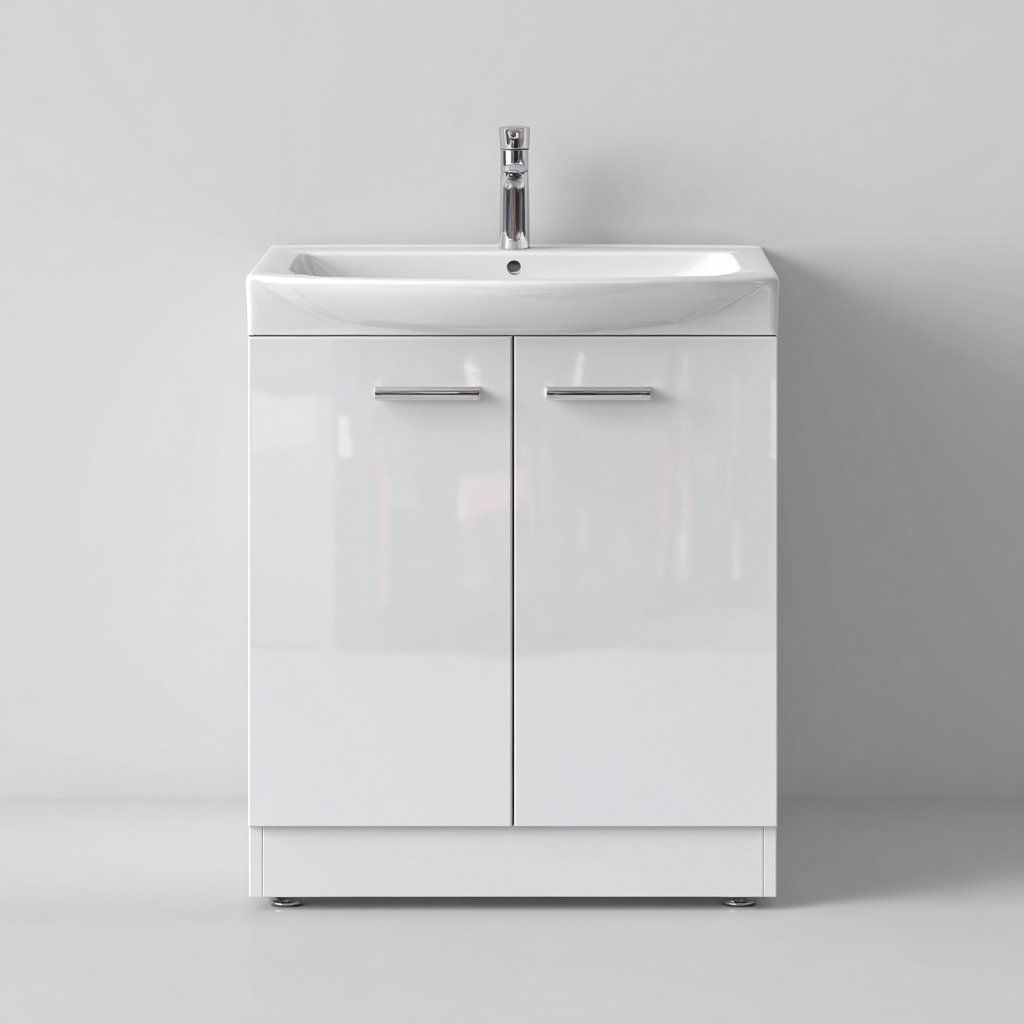 Meuble vasque Bois 60x45x85 cm - Blanc - Design moderne-Abodearo