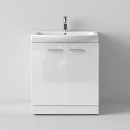 Meuble vasque Bois 60x45x85 cm - Blanc - Design moderne-Abodearo