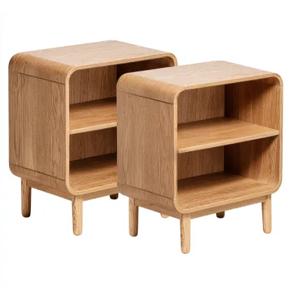 Table de chevet lot de 2 en bois 40x32x55 cm - brun - style moderne pour chambre-Abodearo