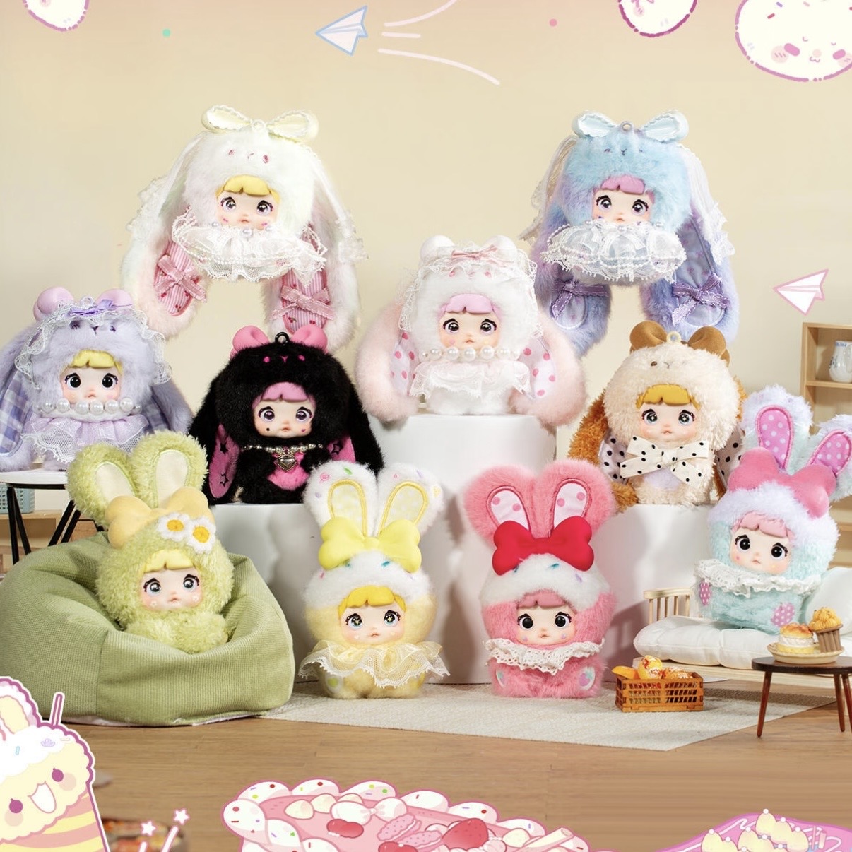 【US 3-5 Arrival】Nommi Sweetheart Bunny Blind Box Mibao Series 2 Plush Toy Keychain