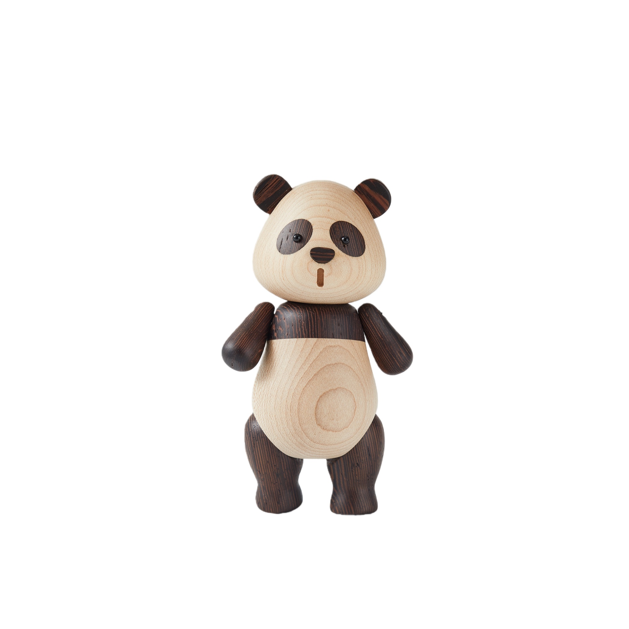 Handcrafted wooden panda figurine made from rosewood and maple wood