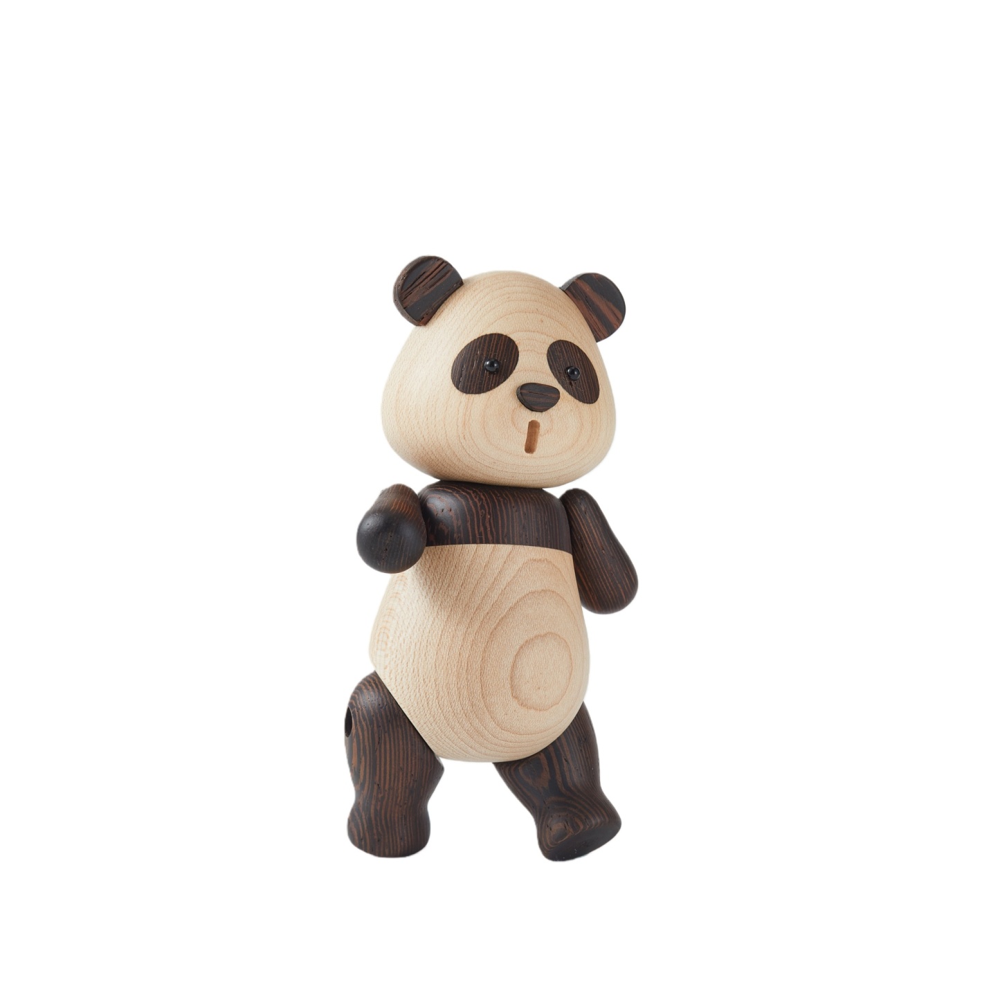 Handcrafted Wooden Panda Figurine with Soft, Emotional Design