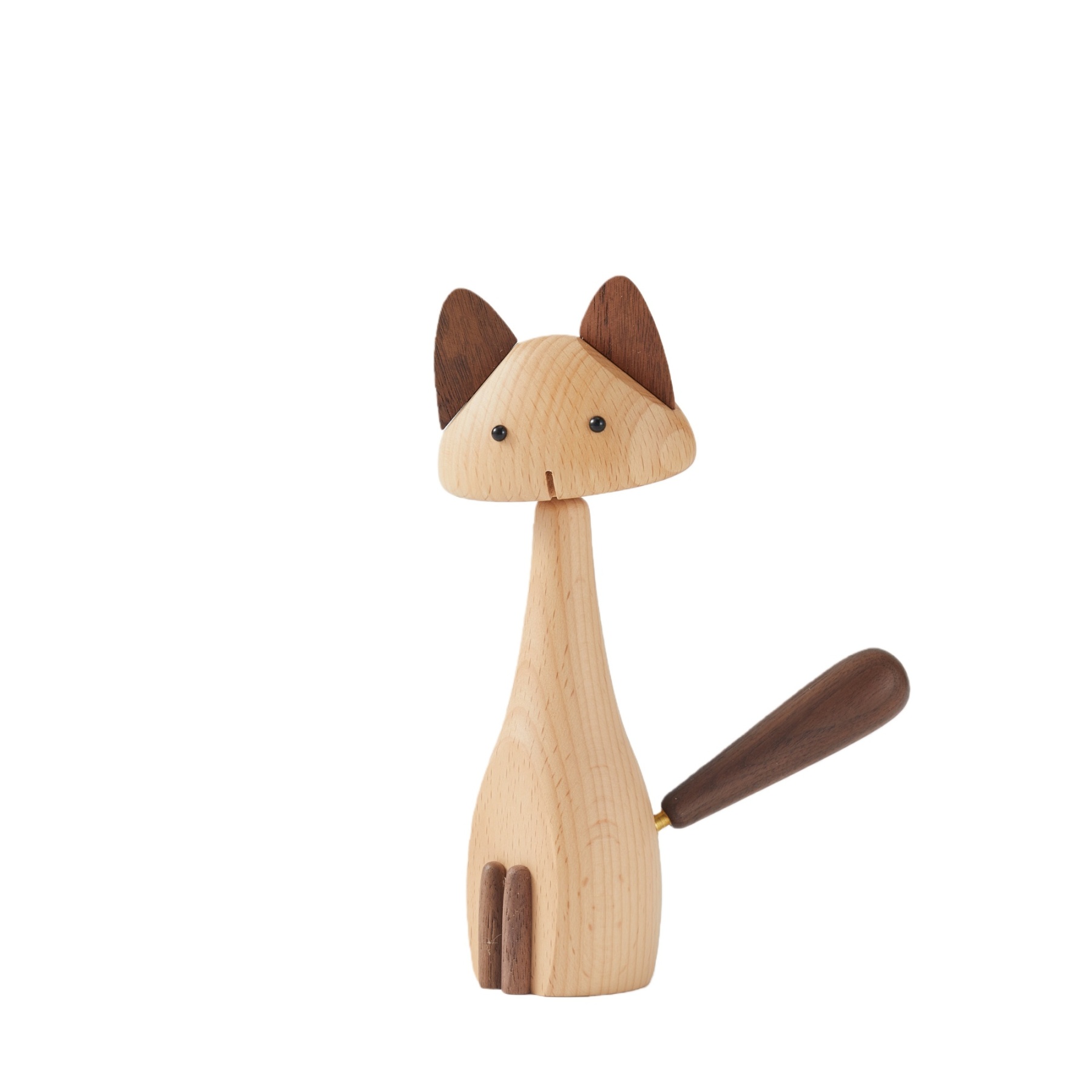 Handcrafted Wooden Cat Figurine with Gentle, Calming Presence