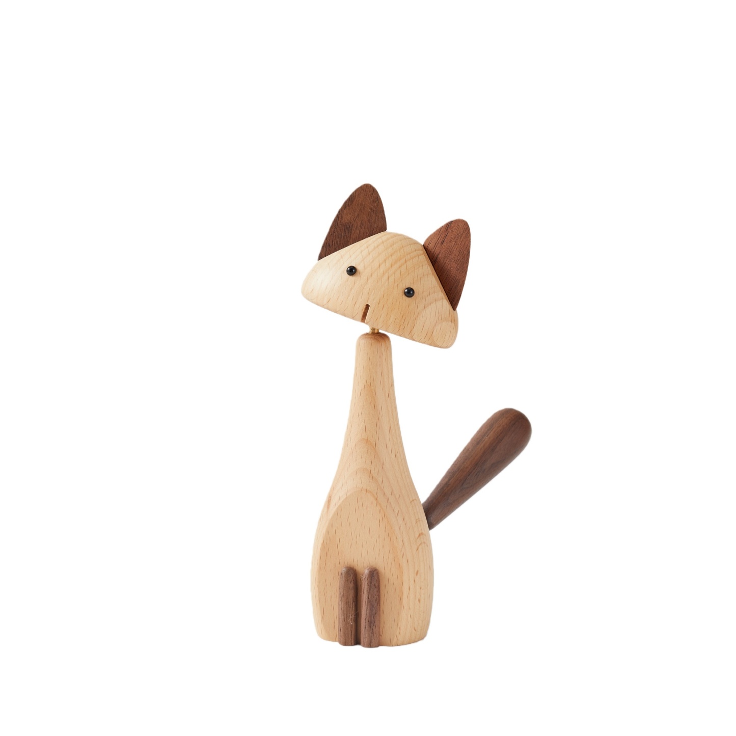 Handcrafted Wooden Cat Figurine with Gentle, Calming Presence