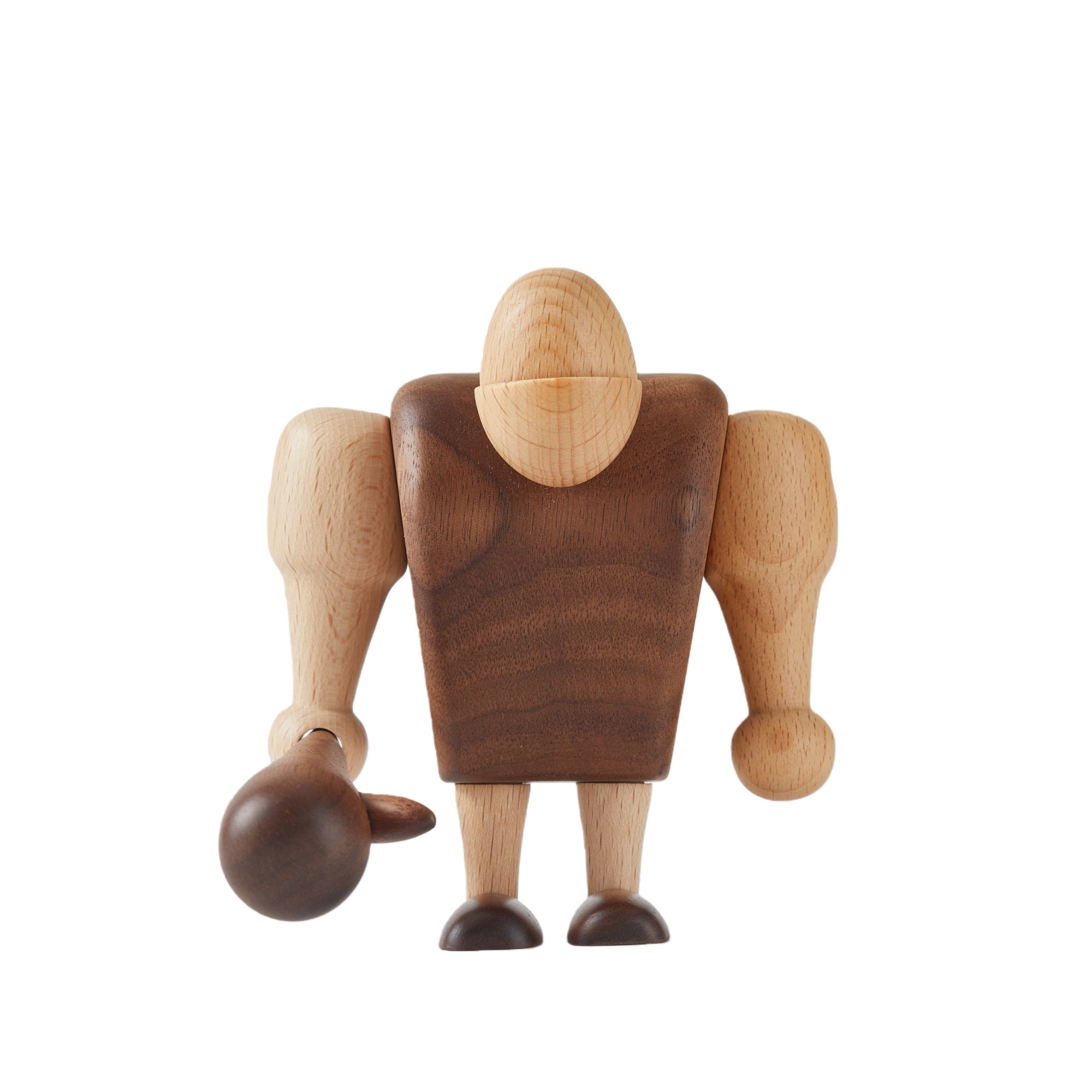 Handcrafted walnut and beechwood primitive man wooden figurine, emotional design