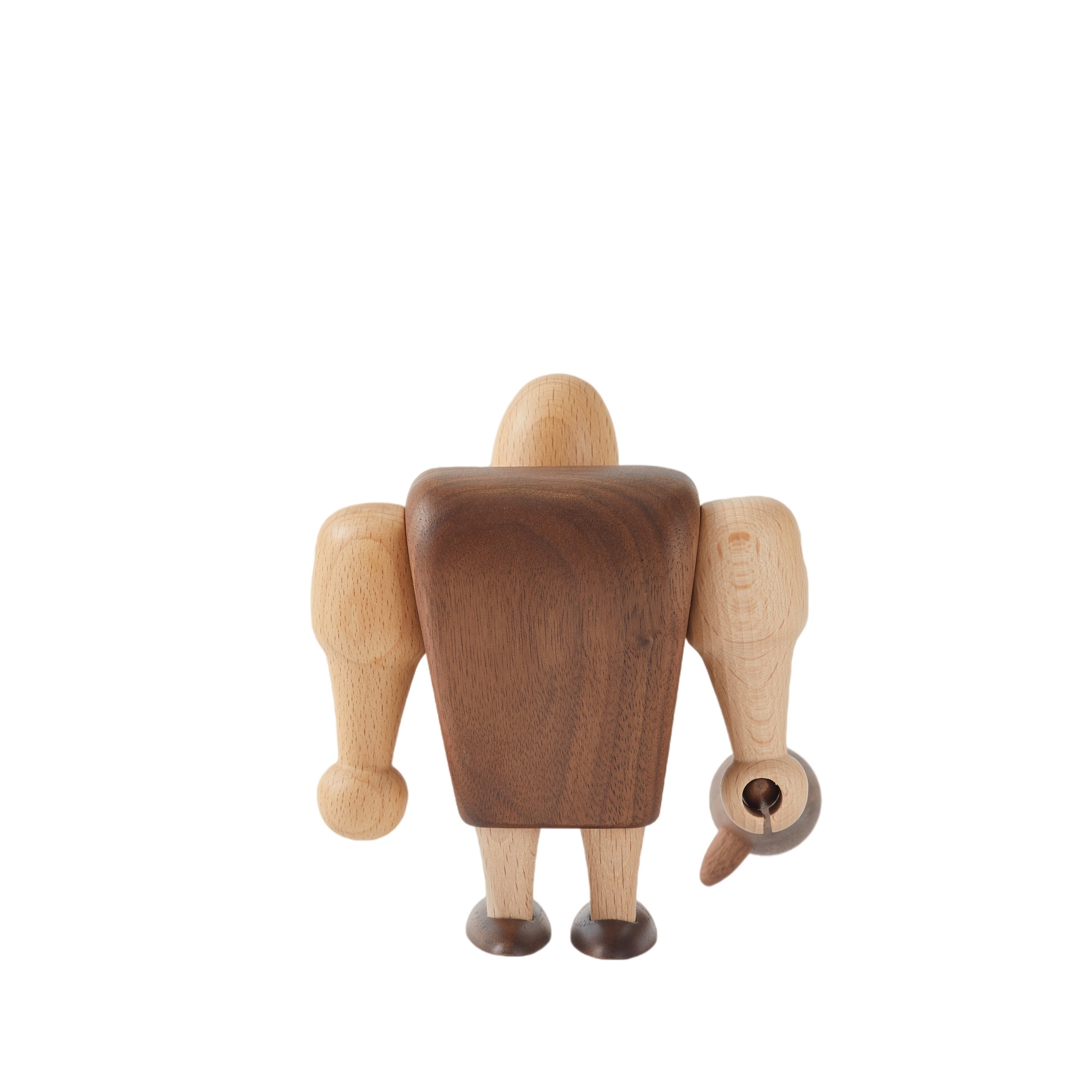 Close-up of handcrafted wood carving details on primitive man figurine