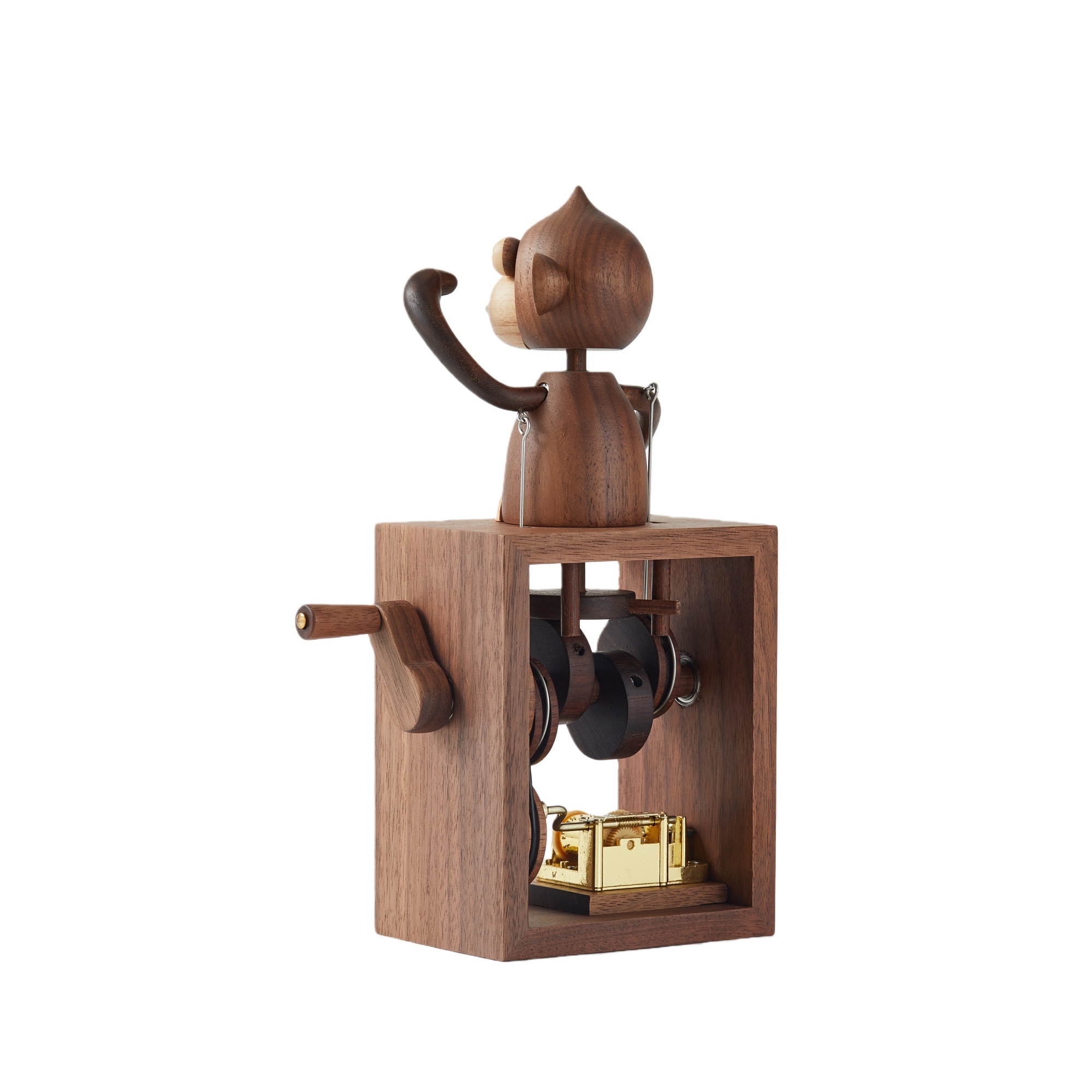 Hand-Crank Wooden Music Box with Playful Form and Gentle Melody