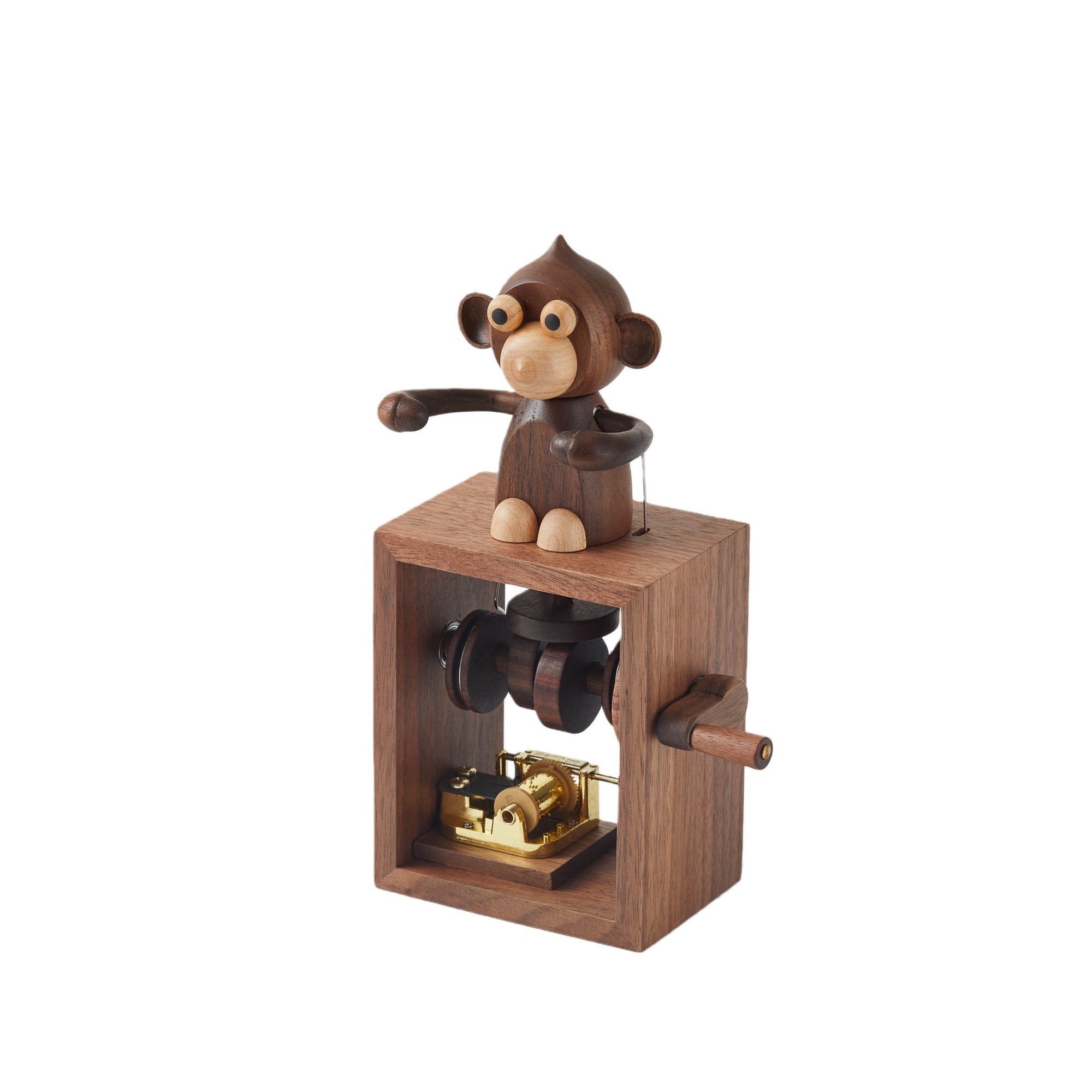 Hand-Crank Wooden Music Box with Playful Form and Gentle Melody
