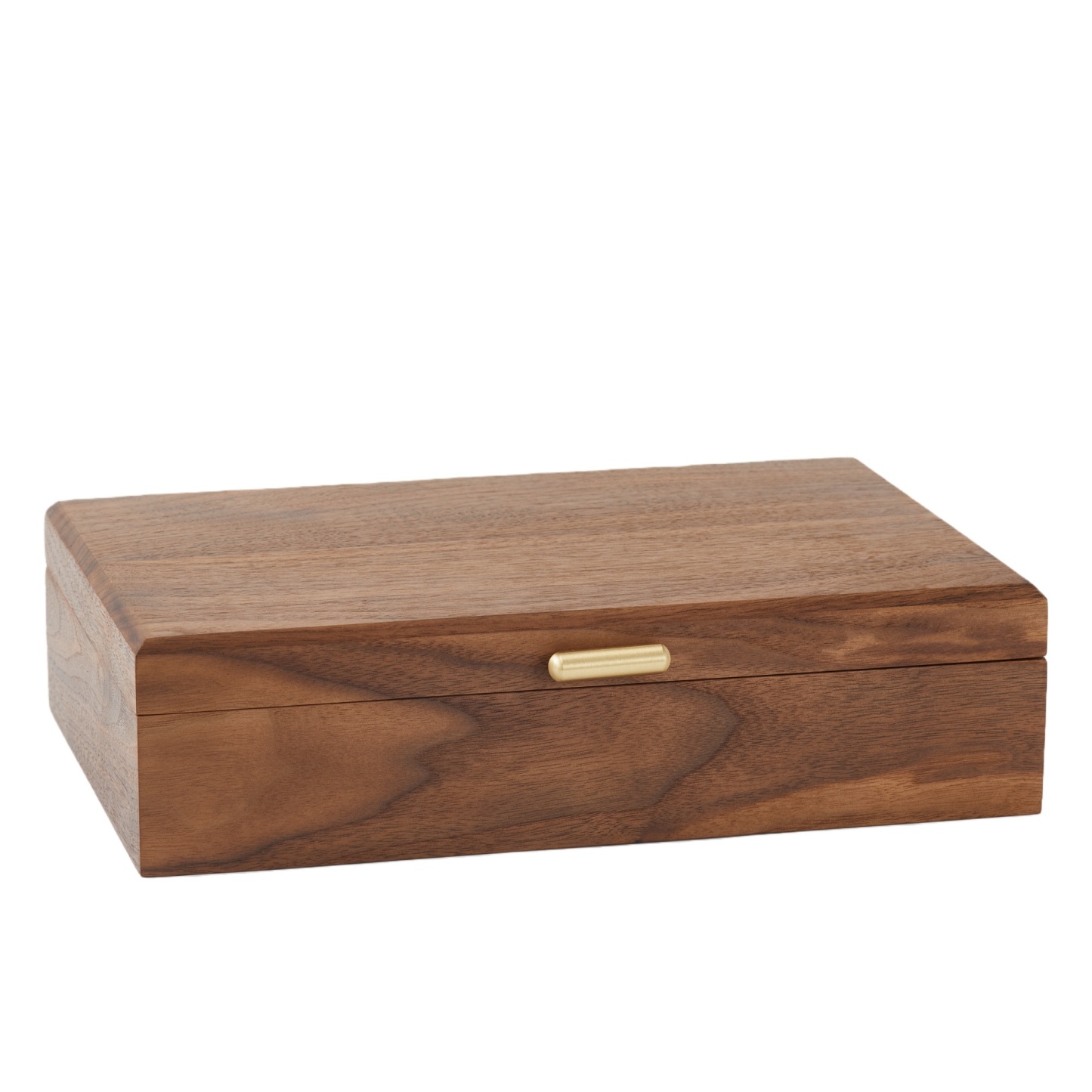 Handcrafted Walnut Wood Jewelry Box with Clean, Minimal Design