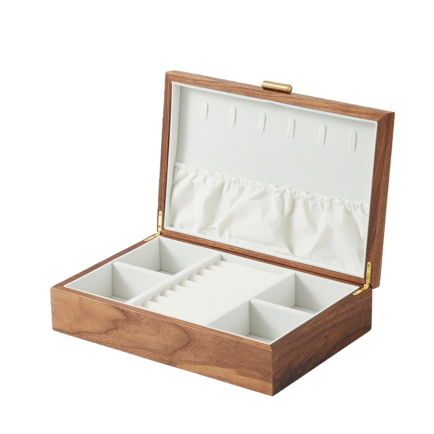 Minimalist walnut wood jewelry box for everyday storage