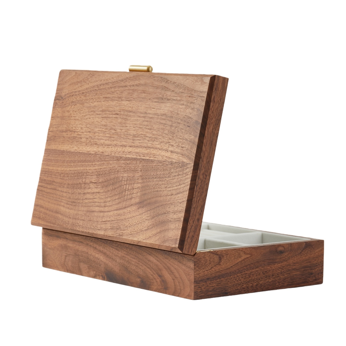 Handcrafted Walnut Wood Jewelry Box with Clean, Minimal Design