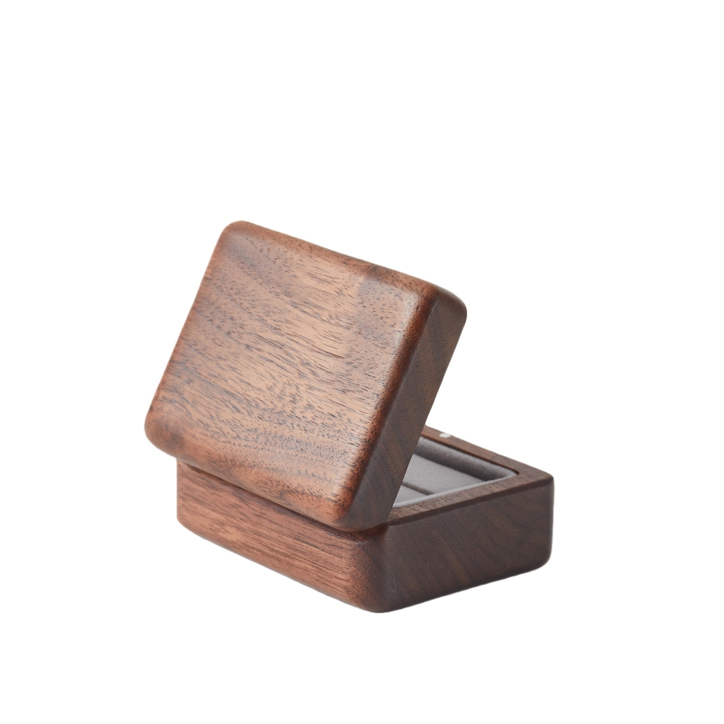 Close-up of handcrafted interior of double ring box