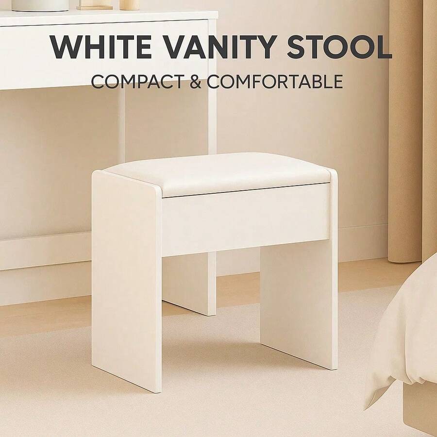 Elegant White Makeup Vanity Desk With Sliding  Mirror , 5-Drawer Dressing Table Set With Stool, Storage Shelves – Modern Space-Saving Vanity Table For Bedroom, Perfect Gift For Women, Wife, Mom (Birthday, Christmas, Mother's Day)