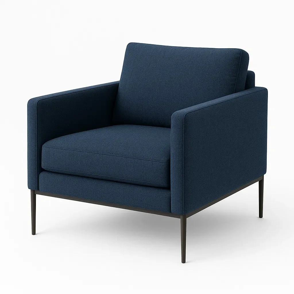 Fauteuil en tissu bleu avec pieds en métal-Sofimix