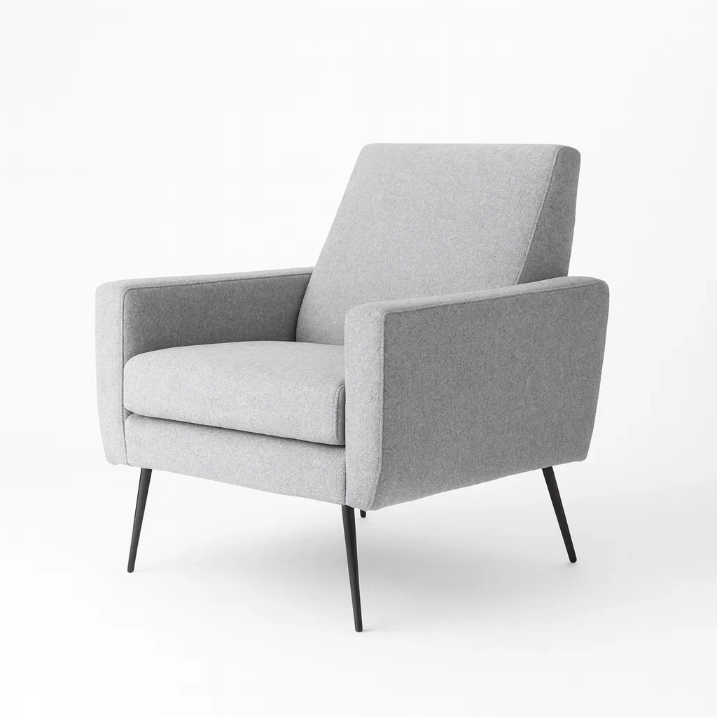 Fauteuil en tissu polyester gris avec pieds en métal-Sofimix