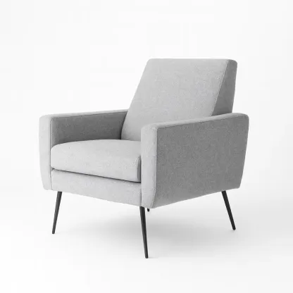 Fauteuil en tissu polyester gris avec pieds en métal-Sofimix