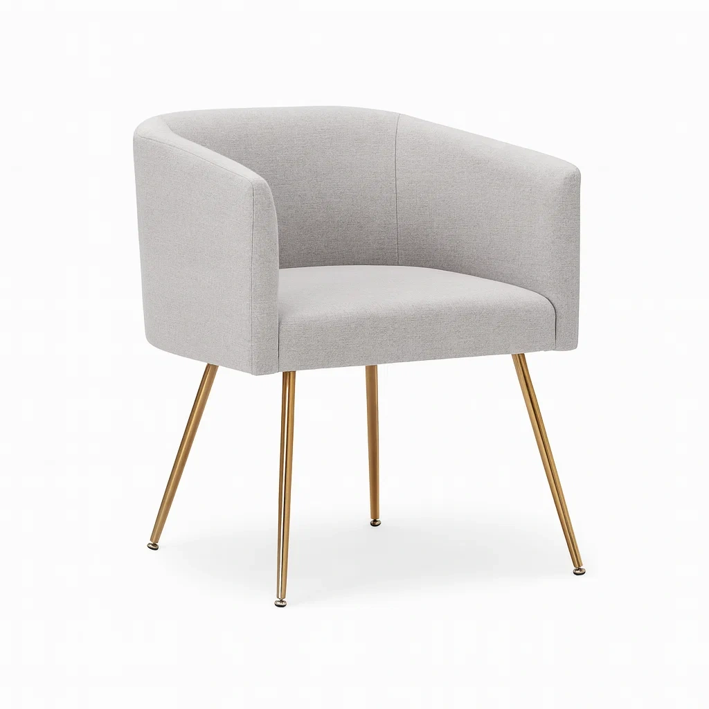 Fauteuil en tissu gris avec pieds en métal doré-Sofimix