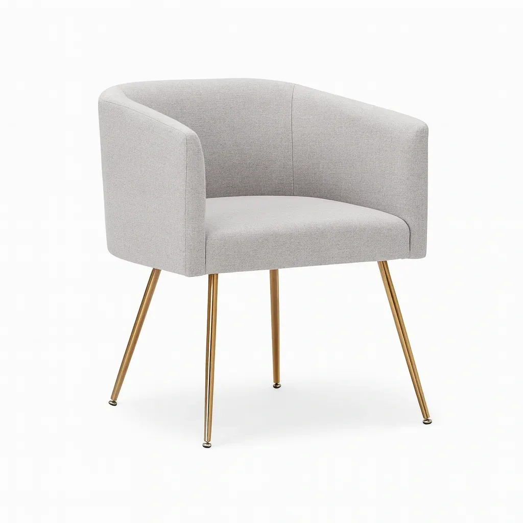 Fauteuil en tissu gris avec pieds en métal doré-Sofimix