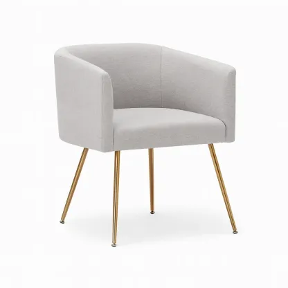Fauteuil en tissu gris avec pieds en métal doré-Sofimix