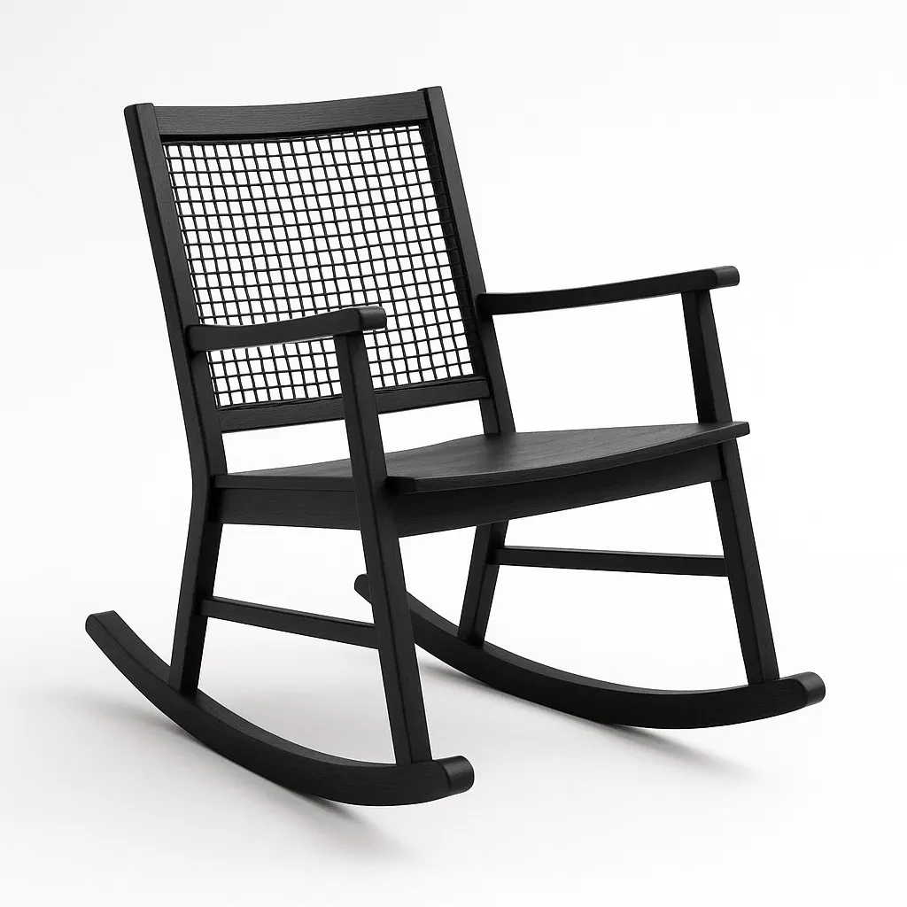 Fauteuil à bascule en bois noir-Sofimix