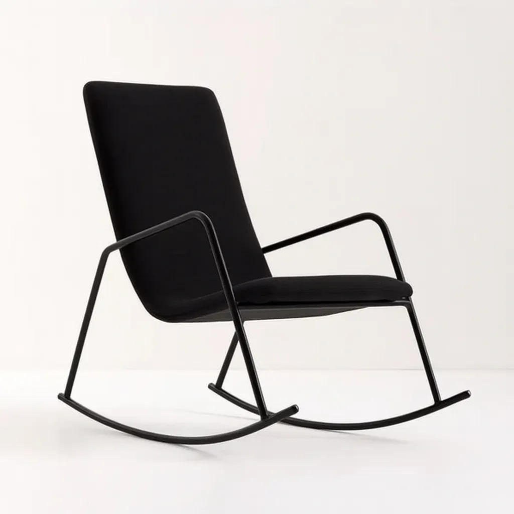 Fauteuil à bascule en métal et tissu noir-Sofimix