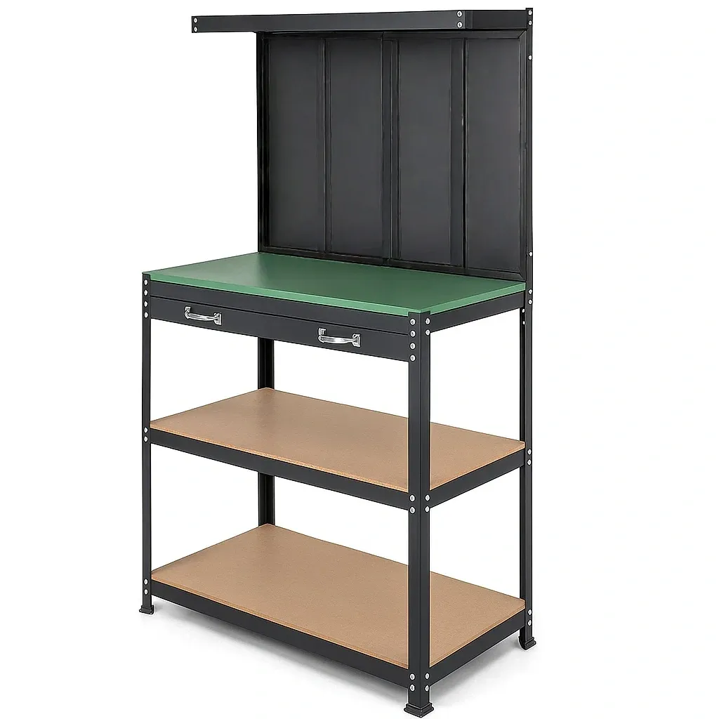 Établi en métal avec plan de travail en MDF-Sofimix