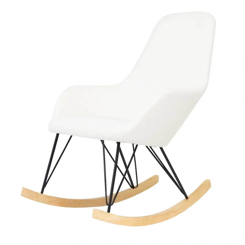 Fauteuil à bascule en tissu blanc avec structure en métal-Sofimix