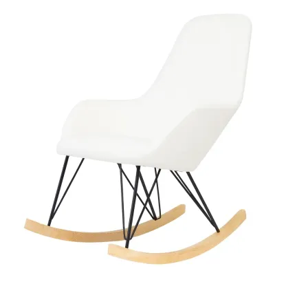 Fauteuil à bascule en tissu blanc avec structure en métal-Sofimix