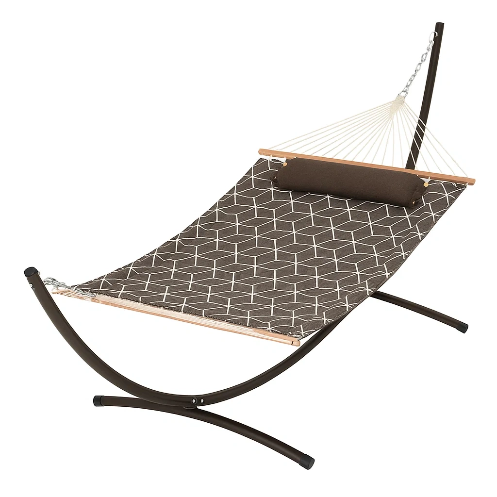 Hamac avec support en acier et textilène marron-Sofimix