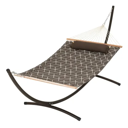 Hamac avec support en acier et textilène marron-Sofimix