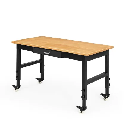 Établi roulant ajustable en bois et acier avec tiroir-Sofimix