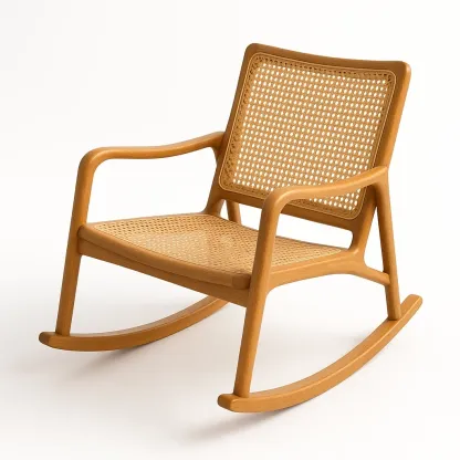 Fauteuil à bascule en bois et rotin-Sofimix