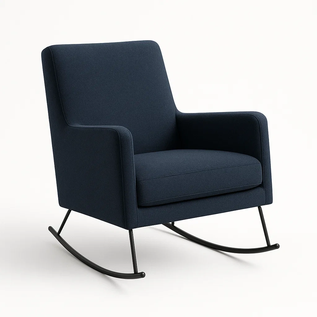 Fauteuil à bascule en tissu bleu avec structure métallique-Sofimix