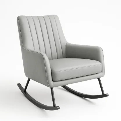 Fauteuil à bascule en similicuir gris avec cadre en métal-Sofimix
