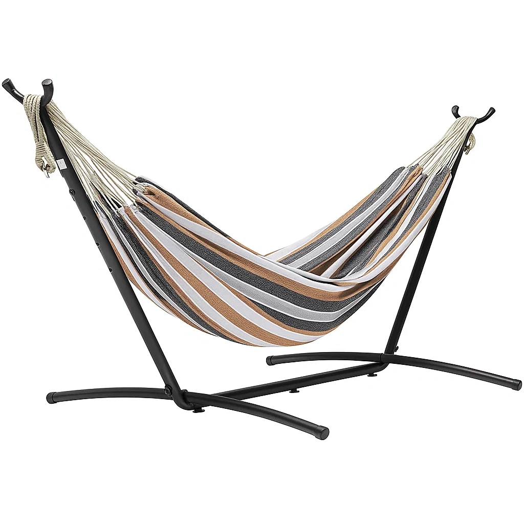 Hamac en tissu rayé avec support en acier-Sofimix