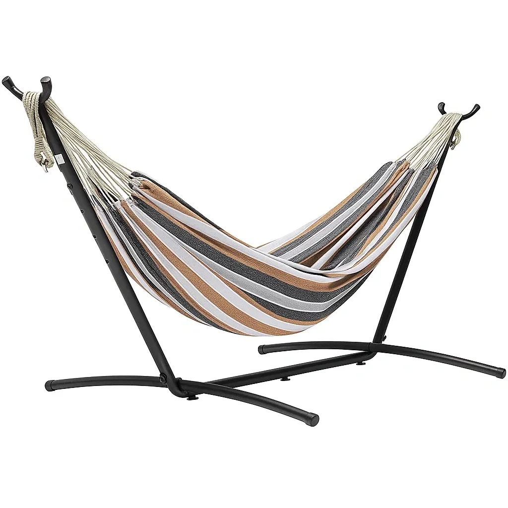 Hamac en tissu rayé avec support en acier-Sofimix