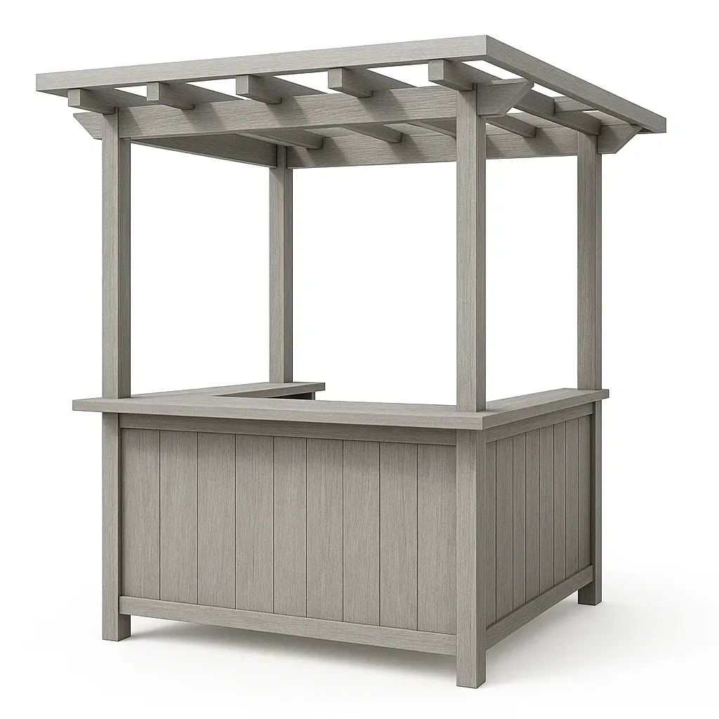 Kiosque bar en bois composite 200x140x250 cm gris-Sofimix