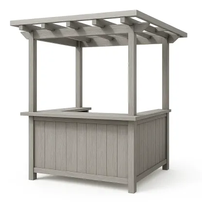 Kiosque bar en bois composite 200x140x250 cm gris-Sofimix