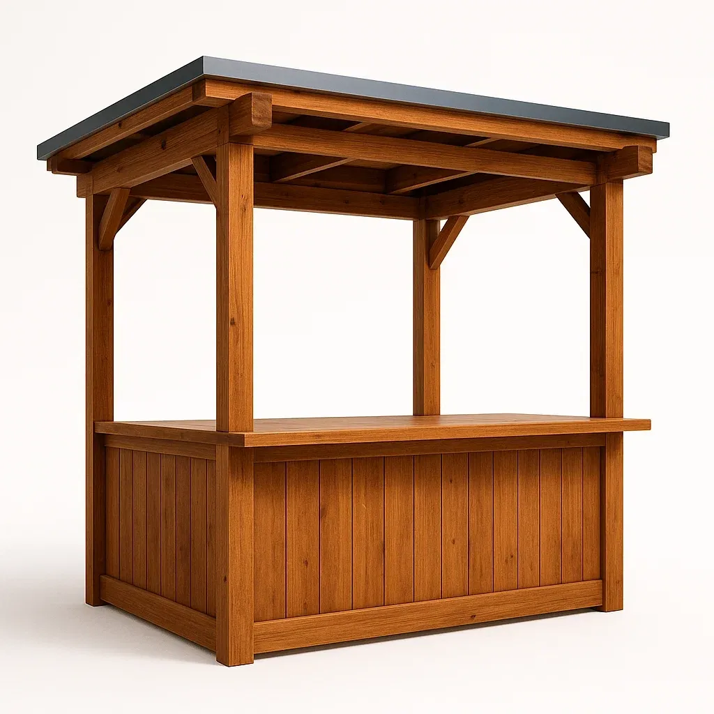 Kiosque bar en bois d’acacia avec toit métal-Sofimix