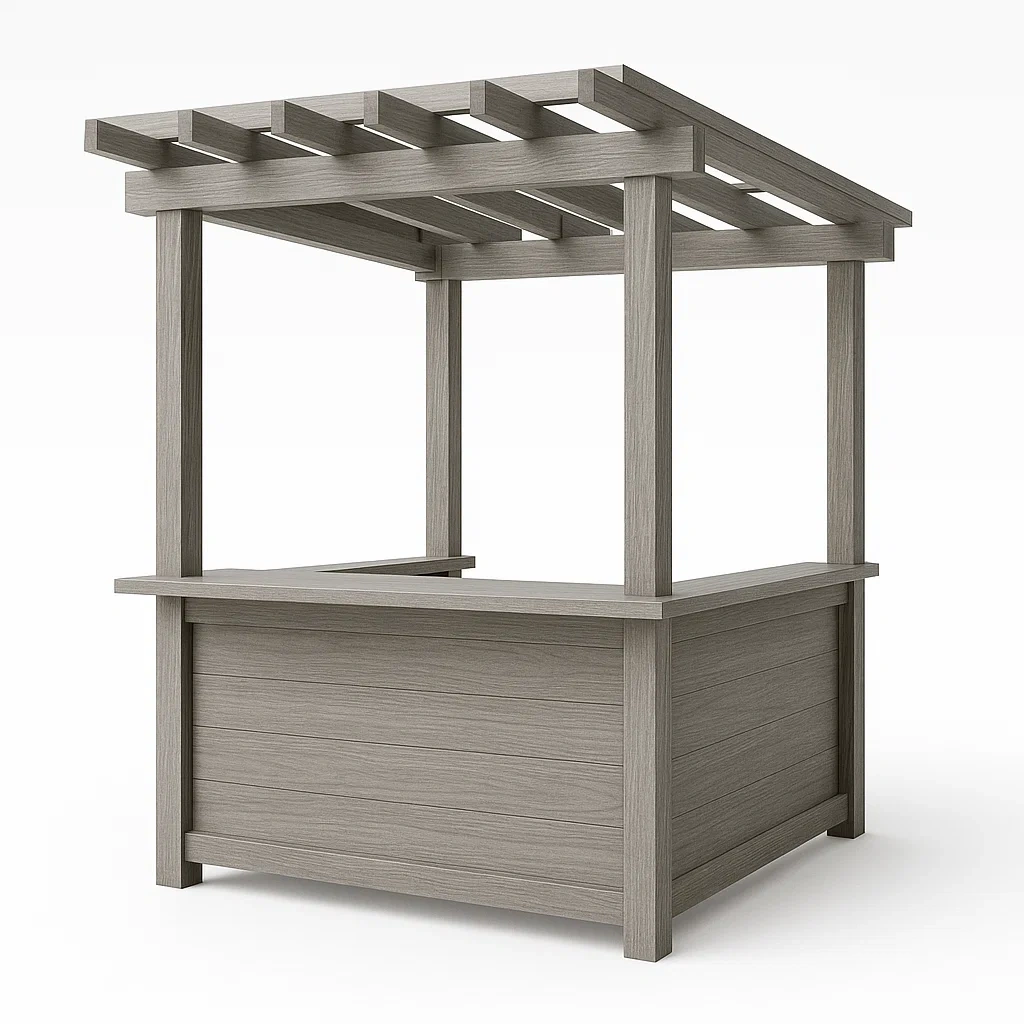 Kiosque bar en bois composite gris 120x100x200 cm-Sofimix