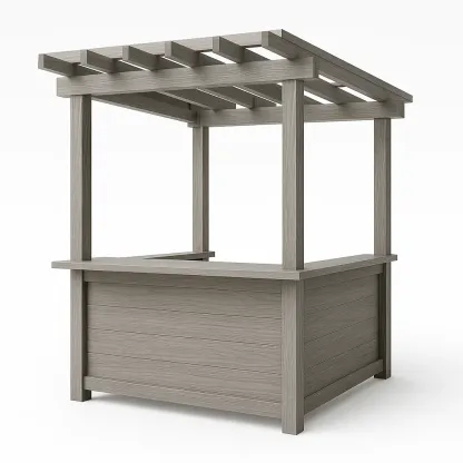 Kiosque bar en bois composite gris 120x100x200 cm-Sofimix