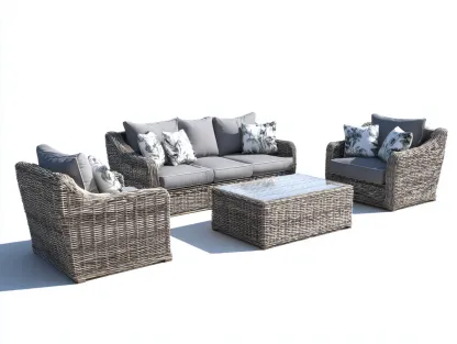 Outdoor Sofa Set - Rattan - Sofa 185x90x88 cm - Grau/Natur - für Garten - modernes Design-Abodeilo