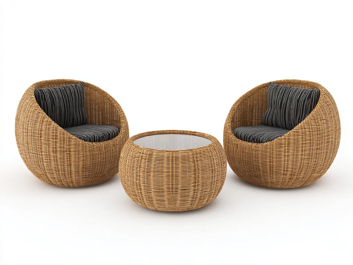 Gartenmöbel-Set - Rattan - Sessel 70x68x85 cm - natur - für Garten - ergonomisches Design-Abodeilo