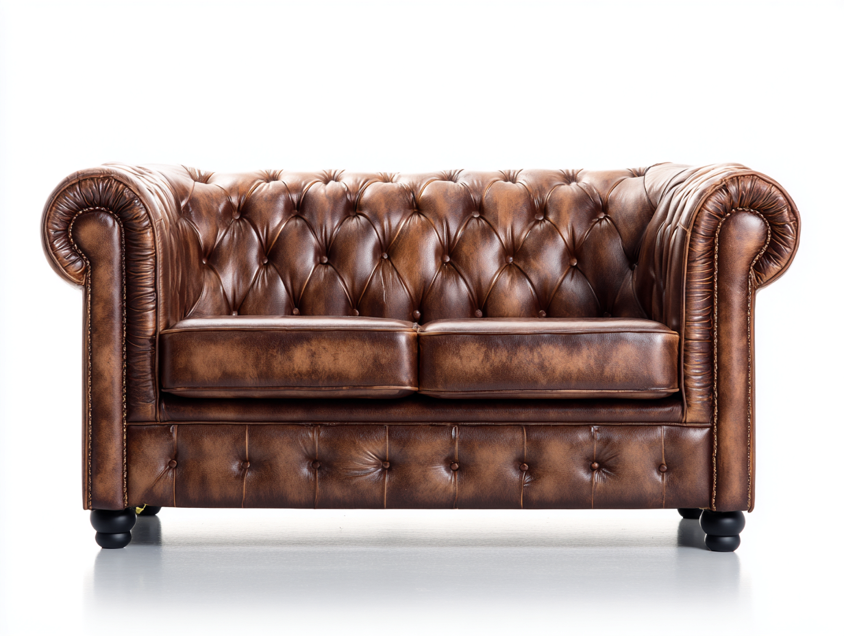 Sofa 2-Sitzer - echtes Leder - 160x90x84 cm - braun - für Wohnzimmer - klassisches Design-Abodeilo