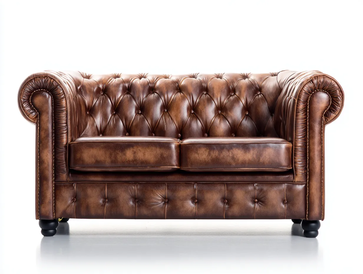Sofa 2-Sitzer - echtes Leder - 160x90x84 cm - braun - für Wohnzimmer - klassisches Design-Abodeilo