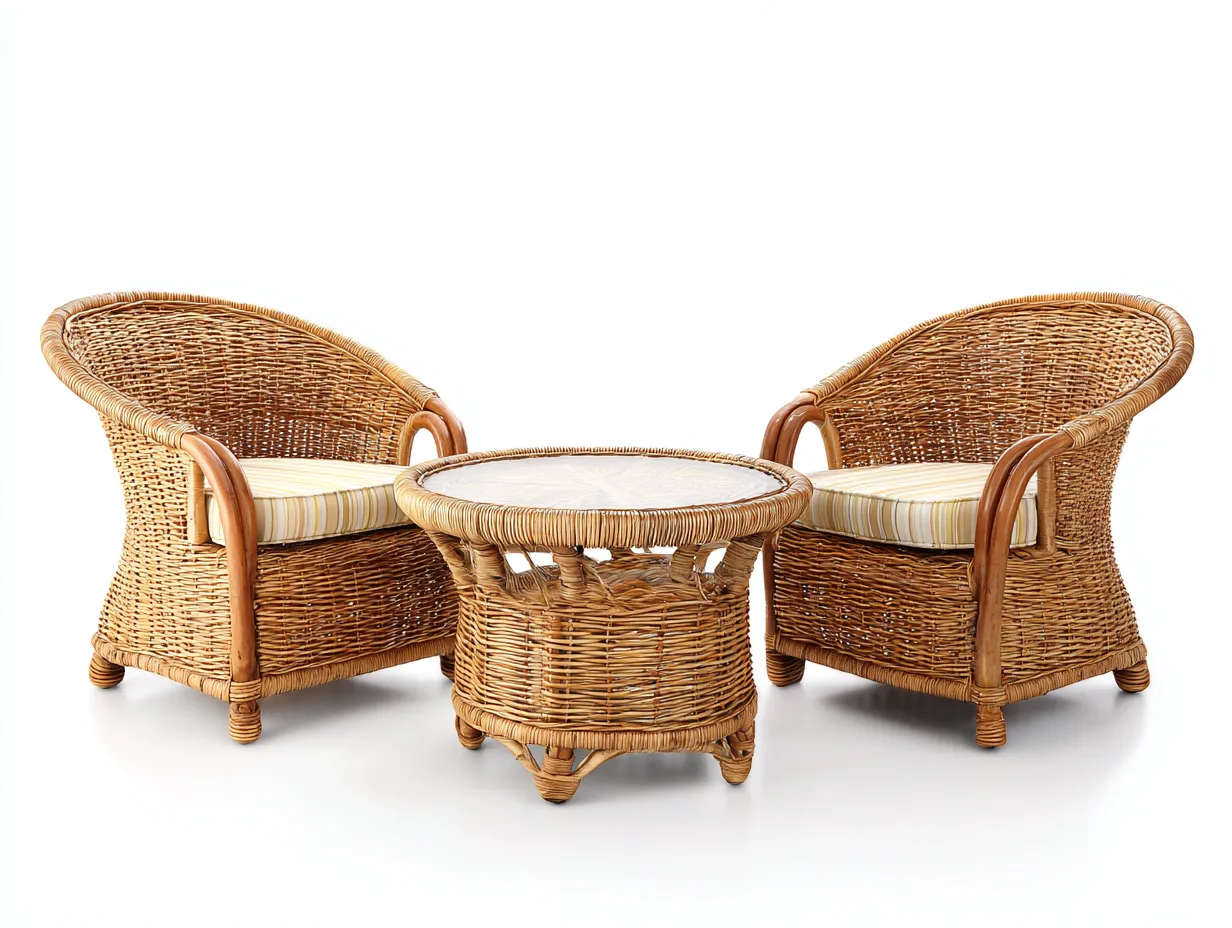 Gartenmöbel-Set - Rattan - Sessel 65x60x85 cm - natur - für Garten - komfortables Design-Abodeilo
