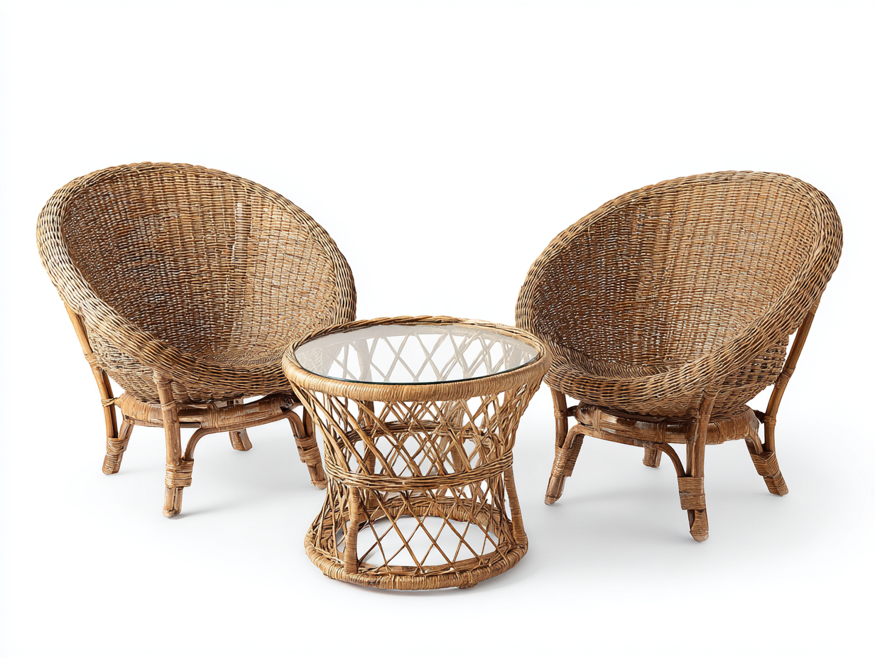 Gartenmöbel-Set - Rattan - Stuhl 72x70x88 cm - natur - für Garten - klassisches Design-Abodeilo