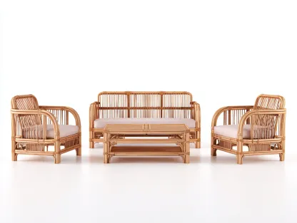 Outdoor-Sofa-Tisch-Set - Rattan - Sofa 185x75x85 cm - Natur/beige - für Outdoor - klassisches Design-Abodeilo