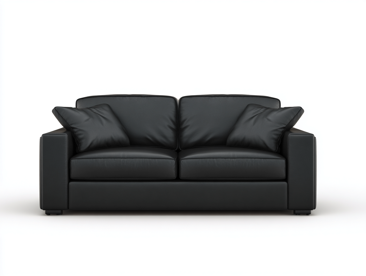 Sofa 2-Sitzer - Echtleder - 160x90x84 cm - schwarz - für Wohnzimmer - modernes Design-Abodeilo