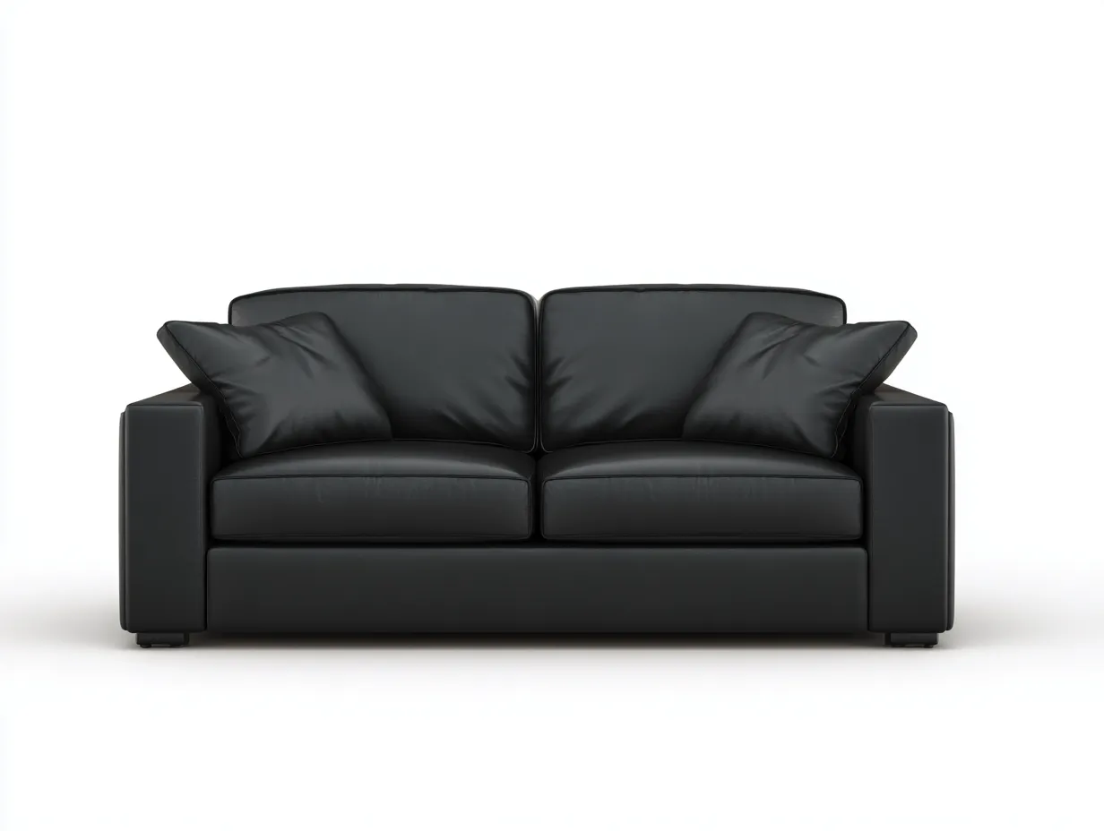 Sofa 2-Sitzer - Echtleder - 160x90x84 cm - schwarz - für Wohnzimmer - modernes Design-Abodeilo